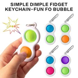 Push Pop Bubble Keyring Fidget Sensory Toy Autism Special Pops Fidget Squeeze Funny Anti-Stress Stress Reliever Toys for Baby Children Rainbow Keychain