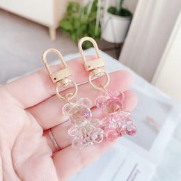 Cute Crystal Bear Keychain Kawaii Airpods Key Chain Accessories Pendant For Clothes Backpack Keyring Phone Charm Couple Gift