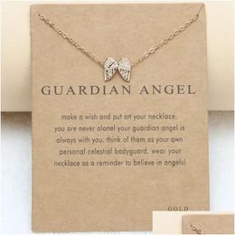 Pendant Necklaces Fashion Jewellery Guardian Angel Wing 18K Gold Plated Necklace Woman Alloy South American Womens Choker Sier Mens Wi Dhlsz