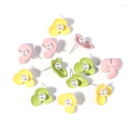 Stud Earrings Alloy Flower Pearl Stamens 3 Sizes 16mm 17mm 19mm Accessories For Women Making Charms DIY Jewellery