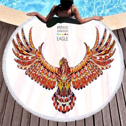 Ethnic Eagle Wings Fringed Large Round Beach Towel Blanket Swim Spa Sauna Cover-up 150cm Drop Shipping Wholesale Holiday Gift