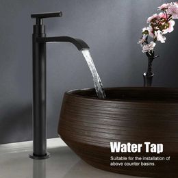 Bathroom Sink Faucets 304 Stainless Steel Basin Faucet G1/2 Single Cold Countertop Water Tap Black Taps For