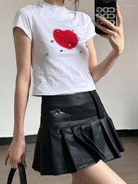 Women's T Shirts Y2k White Crop Top Slim Fit Graphic Streetwear Solid Baby Tees Tops For Women 2023 Summer Clothes Fashion O-neck