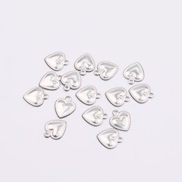 50pcs 10mm Stainless Steel Heart Dangling Charm Women Girl Fashion Jewelry DIY Handcraft Antiallergic Necklace Anklet Earring