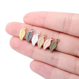 50pcs 14*6mm New Product 6 Colours small leaves Charms Necklace Pendant Bracelet Jewellery Making Handmade Crafts diy Supplies