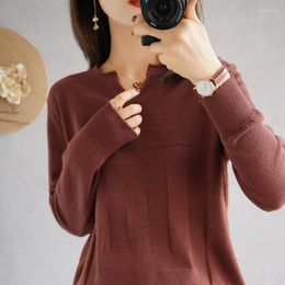 Women's Sweaters Sweater Women 2023 Solid Colour V-neck Knitted Pure Cotton Plus Size T-shirt Long-sleeved Pullover Top