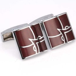 Cuff Links Fashion Stainless Steel Wholesale Men's Perfect Wedding Dress Exquisite Square Red Fox Cufflinks G220525