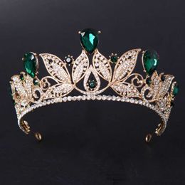 Other Fashion Accessories Vintage Crystal Rhinestone Crown Tiara Golden Diadem for Women Wedding Hair Accessories Bridal Hair Jewelry Princess Crown G J230525