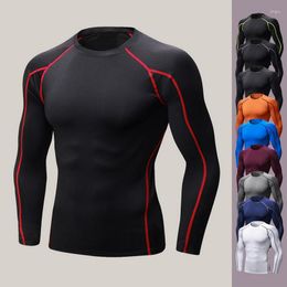 Men's T Shirts Spring Autumn Sports Stretch Quick-drying Long-sleeved Compression Tight Fitness Running Muscle T-Shirts