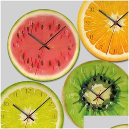 Wall Clocks Creative Fruit Clock Lime Modern Kitchen Lemon Watch Home Decor Living Room Tropical Art Timepieces H0922 Drop Delivery G Dh0Hb