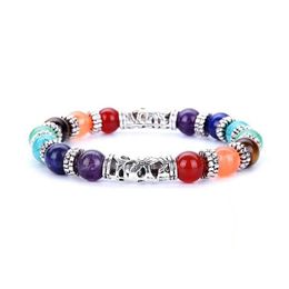 Beaded Natural Stone Bracelets 7 Reiki Chakra Healing Nce Beads Bracelet For Women Giftt Stretch Yoga Jewellery Drop Delivery Dhouv