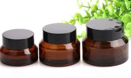 Wholesale 15g 30g 50g Empty Glass Containers Brown Cream Eye Shadow Nails Powder Cosmetic Cream Containers