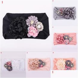 Headbands Girls Kids Bow Hairband Wide Headband Cute 3D Flower Elastic Turban Head Wrap Princess Headwear Hair Accessories Drop Deli Dhawm