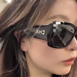 Fashion designer brand cool sunglasses luxury Super high quality large square female ins net Red Star Letter Lens ch71472 with logo box