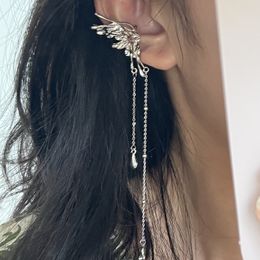 Angel Wings Liquid Metal Butterfly Tassel Ear Cuff Non Piercing Earrings 2022 Trendy Punk Design Female Long Ear Clip Jewellery