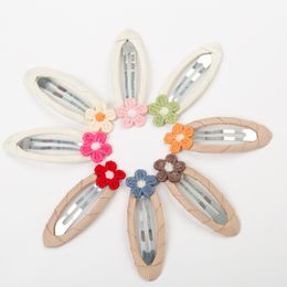 2.4" Basic Snap Baby Hair Drop Clips Daisy Flower Crochet Clip Hairpins Cotton BB Barrettes Girls Headwear Kid Snaps Clip