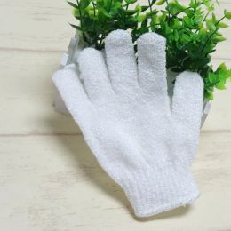 Bath Brushes White Nylon Body Cleaning Shower Gloves Exfoliating Bath Glove Five Fingers Bath Bathroom Gloves Home Supplies