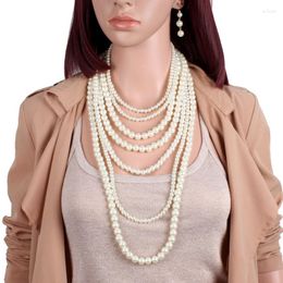 Necklace Earrings Set UDDEIN Bride Wedding Accessories Multi Layer Pearl Long & Pendant Statement Choker For Women