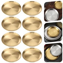 Dinnerware Sets 10 Pcs Car Phone Stand Mount Cake Pan Multi-purpose Tray Dish 14X9CM Practical Pastry Plate Golden Stainless Steel Dessert