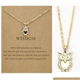 Pendant Necklaces Fashion Jewelry Wisdom Owl 18K Gold Plated Necklace Woman Alloy South American Womens Choker Sier Mens With Letter Dh5Fg