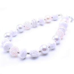 Beaded Necklaces Est White Colour Baby Kid Chunky Necklace Fashion Toddlers Girls Bubblegum Bead Jewellery Gift For Children Drop Deliv Dhoz1
