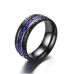 Cluster Rings Blue Diamond Ring Black Tire Designer Jewelry Women Wedding Engagement Fashion Gift Drop Delivery Dhd4K