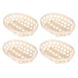 Dinnerware Sets 4 Pcs Fruit Bread Tray Round Stackable Basket Makeup Appetiser Serving Oval Platter Astetic Room Decor