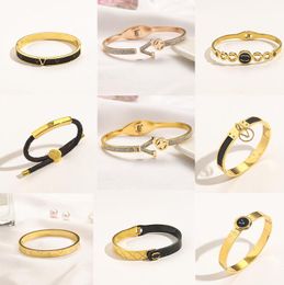 Fashion Designer Bracelets Women Brand Letter Bangle 18K Gold Plated Stainless Steel Wristband Cuff Chains Wedding Gifts Jewelry