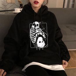 Women's Hoodies Sad Skull Potato Printing Unisex Hoodie Winter O-Neck Long Sleeve Pullover Gothic Punk Hipster Streetwear Clothing