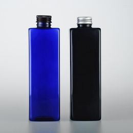 Storage Bottles 12pcs 500ml Empty Square Black PET Cosmetic Bottle With Silver Aluminium Screw Cap 500cc Toner Refillable Container