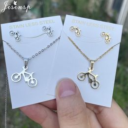 Stainless Steel Chain Necklaces for Women Men Hip Hop Bike Bicycle Stud Earrings Fashion Jewellery Sets Accessories Friends Gifts