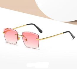 Personality style cut edge rimless superclear women's sunglass driving glasses personality men's travel gradient lens sunglasses Metal frame Shades Eyewear