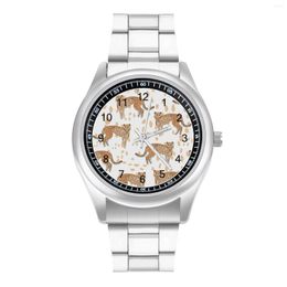 Wristwatches Cheetah Pattern Leopard Quartz Watch Wild Animals Business Neat Wrist Steel Design Good Quality Girl Wristwatch