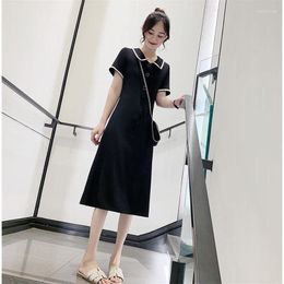 Party Dresses Vintage Black Midi Dress For Women Girl Birthday Long Pleated Button Up Korean Fashion Clothes Elegant Clothing 2023