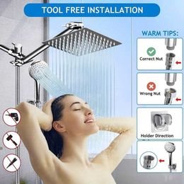 Bathroom Shower Sets 8/10 Inch Stainless Steel Rain Shower Set Bathroom Accessories Set High Pressure Overhead Shower System Wall Mounted Shower Set G230525