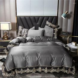 Bedding Sets Luxury Korea Princess Lace Embroidery Duvet Cover Bed Skirt And Pillowcase Nordic Full Size Comforter Set