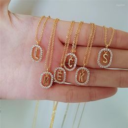 Pendant Necklaces Arrive Fashion Gold Colour Zircon Alphabet 26 Letter A-Z Long Chain Pendent Necklace For Women Initial Choker Jewellery