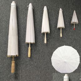 Umbrellas White Paper Parasol Oriental Umbrella For Wedding 20 30 40 60Cm Chinese Mini Craft Crafts P O Props Party Bridal Decoratio Dhoxr