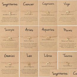 Anklets Fashion Twee Constellations Pendant Anklet For Woman Girls Beach Travel Jewelry Alloy The Zodiac Womens Sier Chain With Card Dhwd3