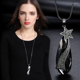 Pendant Necklaces BYSPT Fashion Waterdrop Star Shaped Necklace With Grey Cubic Zirconia Jewellery For Women Clothes Accessories