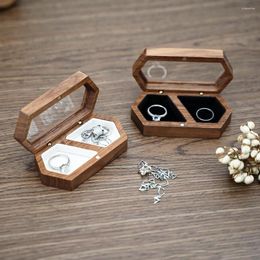 Storage Bags Wooden Clear Lid Jewellery Box Double Grid Jewellery Case Wedding Display Organiser Earring Ring Necklace Gift