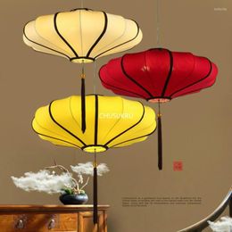 Pendant Lamps Chinese Lamp Modern Creative Tea House Classical Red Lantern Antique Cloth Chandelier