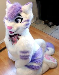 Husky Purple White Fursuit Dog Fox Mascot Costume Walking Halloween Christmas Large-scale Activity Birthday Party Suit