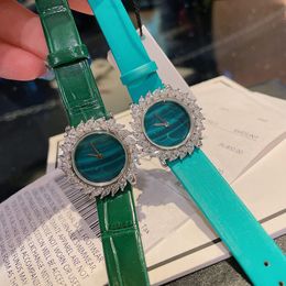 Women's Watches Brand Genuine Leather Watch Luxury Classic Wrist Rectangle Quartz Wristwatch Clock Women Full Stone Dial 230524