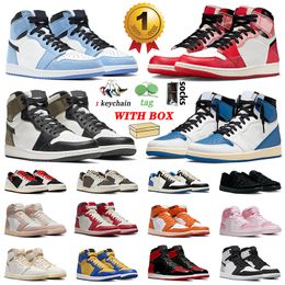 1s Mens Basketball Shoes Jumpman 1 OG University Blue Spider-Verse Next Chapter Dark Mocha Fragment TS Olive Washed Pink Digital Bred Sneakers Men Women