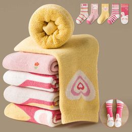 Socks 5 pairs of winter children's cotton girls boys babies fashionable cute cartoons thick and warm soft socks for students aged 1-3-5-8-12 G220524 nice