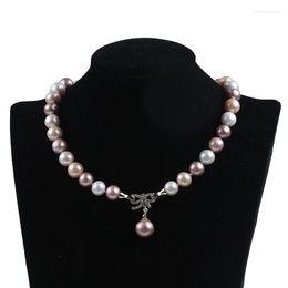 Chains Wholesale Natural 11-13mm Purple And White Pink Color Edison Freshwater Pearl Necklaces