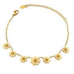 Link Bracelets 2023 Fashion Multi Flower Bracelet Men Homme Charm Gold Colour Stainless Steel Jewellery For Women Accessories Christmas Gift