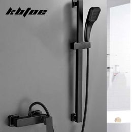 Bathroom Shower Sets Nordic black shower set rain shower head bathroom faucet hot and cold simple handheld pressure shower head G230525