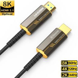 8K HDMI Cable Fiber Optic HDMI 2.1 Cable 8K 60Hz 4K 120Hz 48Gbps eARC HDCP Dynamic HDR HDMI Cord HDR 4:4:4 Lossless for PC HD TV Projector surveillance